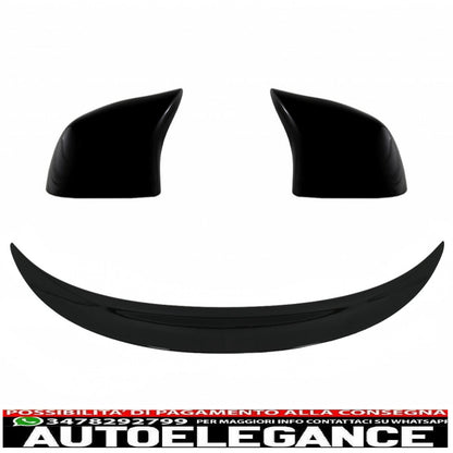 Trunk Spoiler with Mirror Caps Suitable for BMW X6 F16 (2015-2019) Sport Performance Design Piano Black 