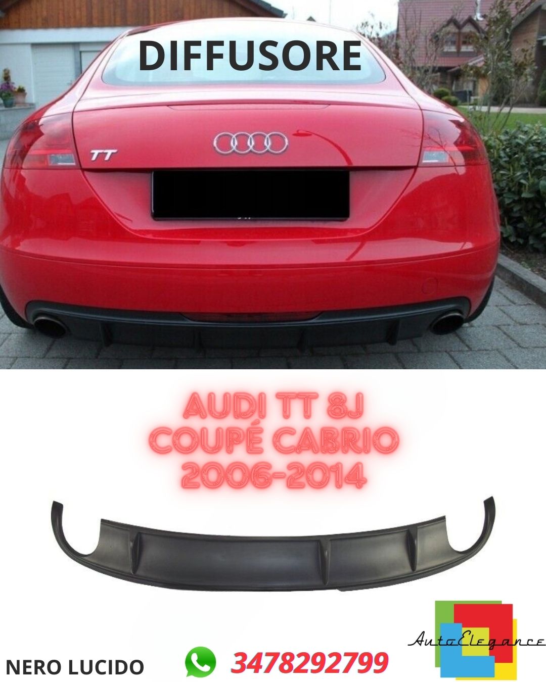 ✨DIFFUSER SUITABLE FOR Audi TT 8J Coupe Cabrio 2006-2014✨ 