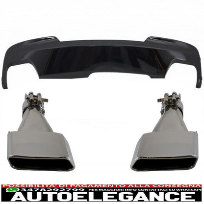 diffusore d'aria a doppia uscita edizione nero brillante adatto per bmw f10 f11 (2011-2017) con terminali di scarico sport m-teck 550i v8 lci design quadrato