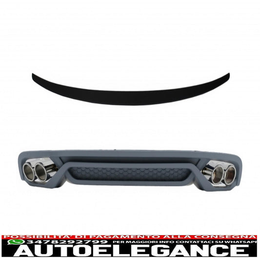 Rear Bumper Diffuser Valance with Exhaust Tips and Boot Spoiler Fit for Audi A4 B8 Sedan Facelift (2012-2015) ab-design