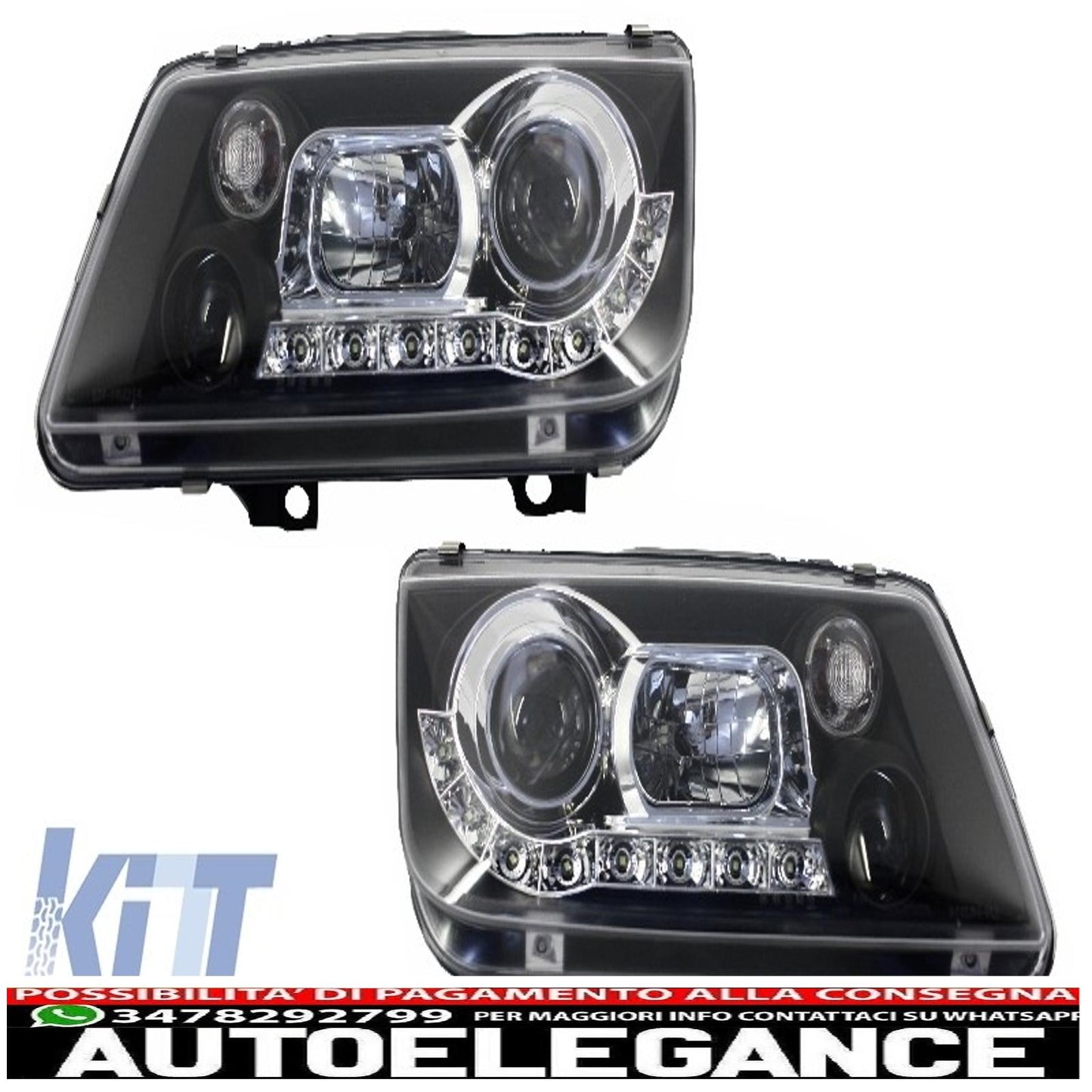 dayline headlights suitable for vw bora 98-05 drl black optics 