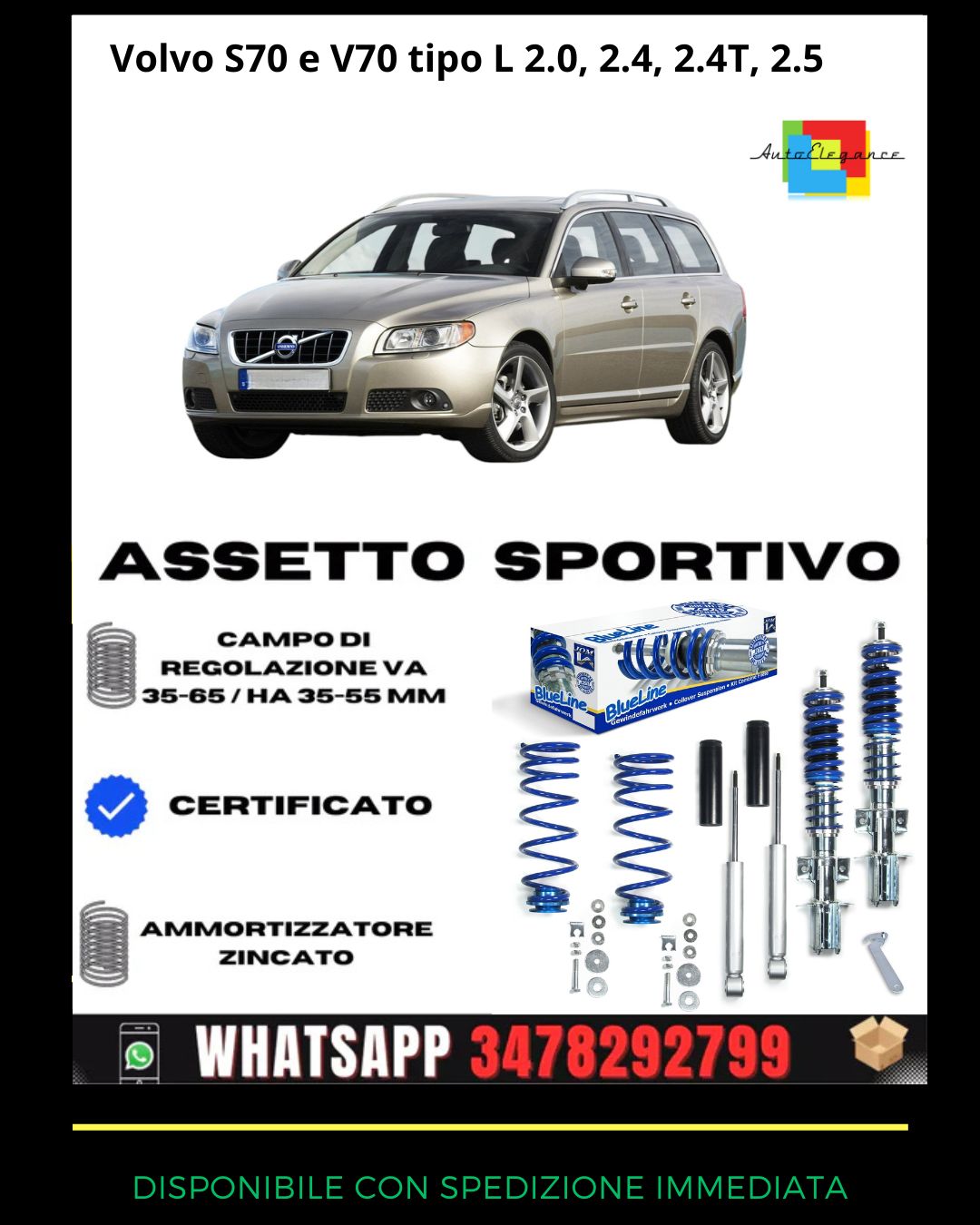 🔥Assetto sportivo ADATTO per Volvo S70 e V70 tipo L 2.0, 2.4, 2.4T, 2.5🔥