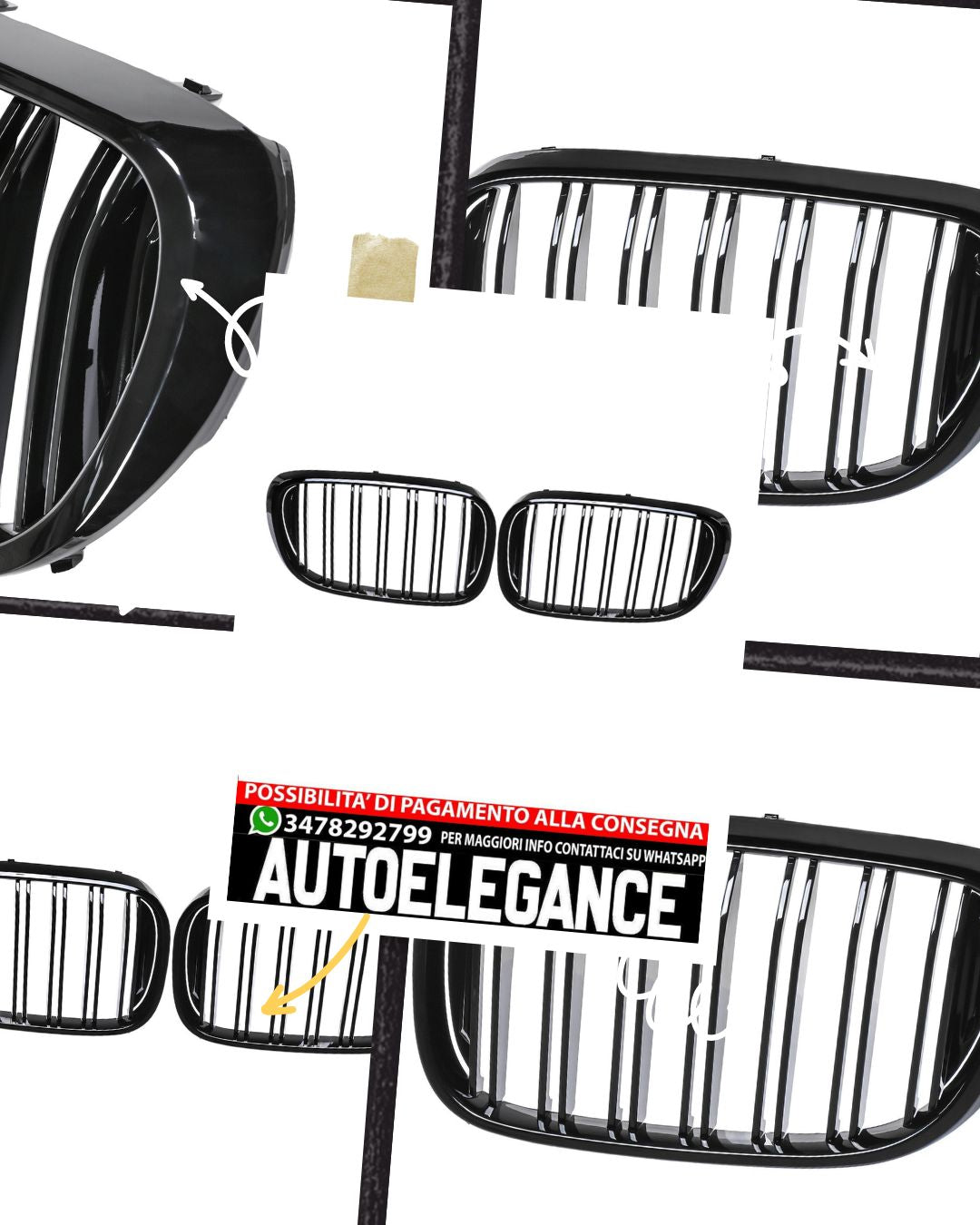 Griglia Reni doppia barra adatta per BMW Serie 7 G11 G12 15-19 pianoforte nero