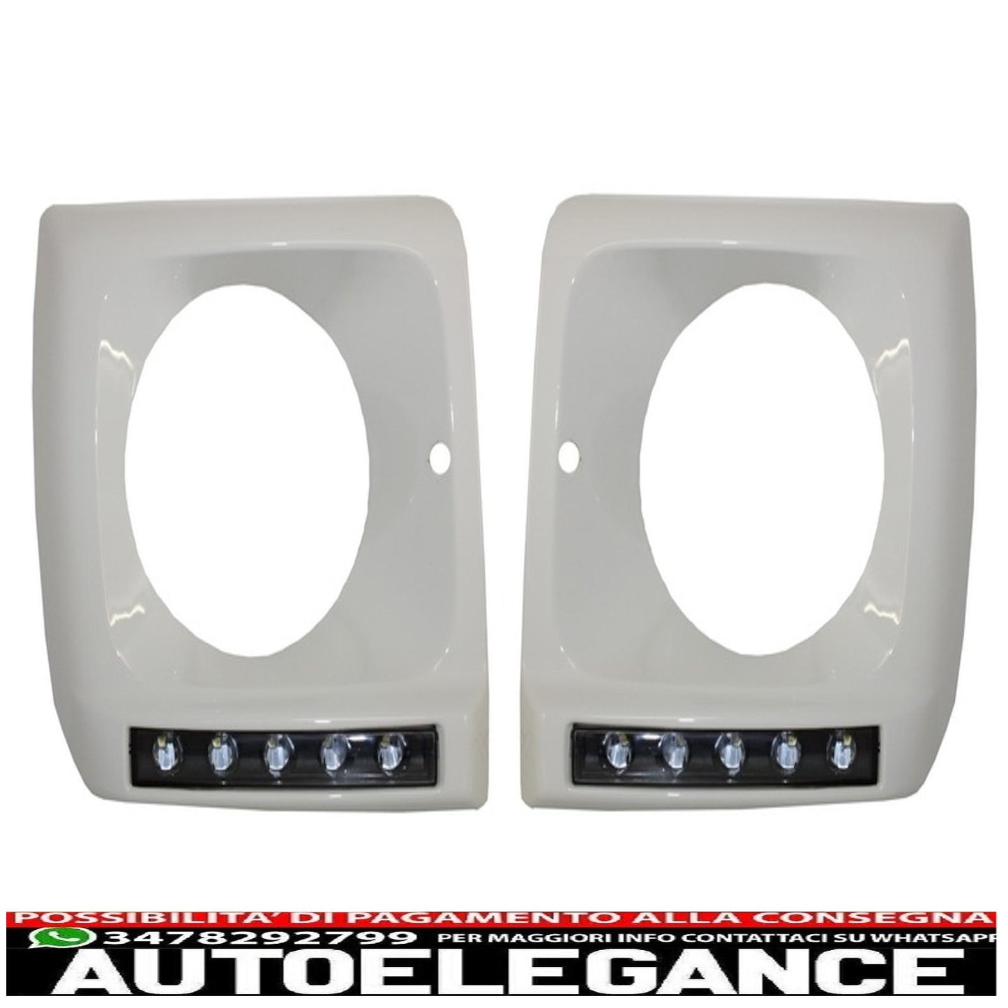 Copri fari bianchi con led drl luci di marcia diurna adatti per mercedes classe g w463 (1989-2012) design g65 AUTOELEGANCERICAMBI