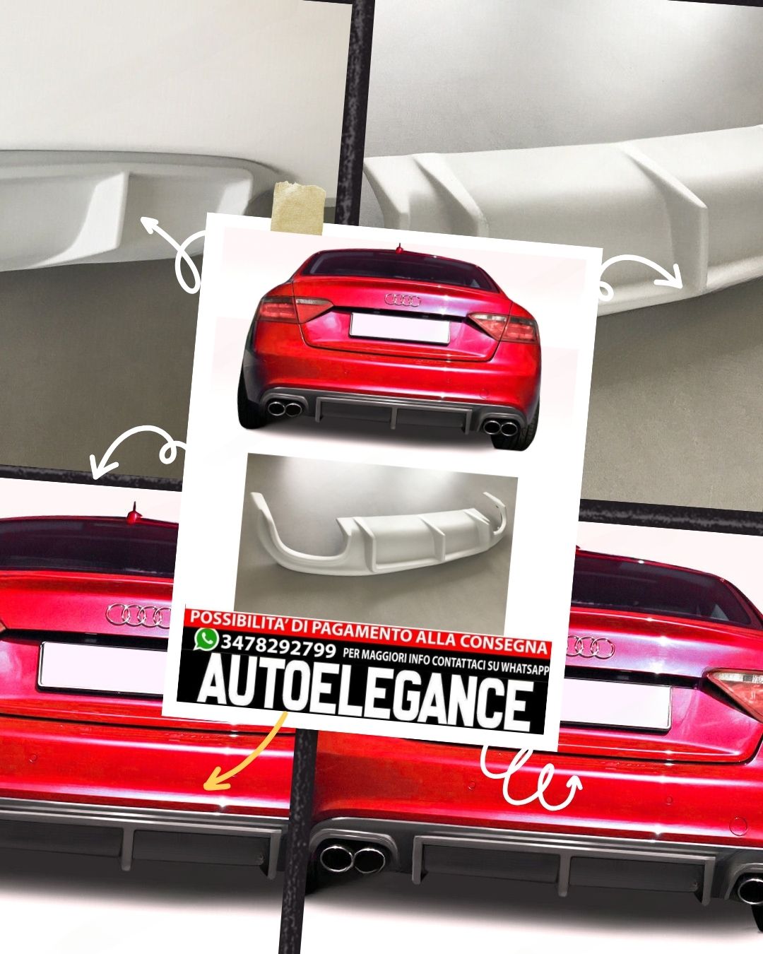 DIFFUSORE ADATTO PER AUDI A5 S-LINE COUPE 2007-2011 (solo s-line!)