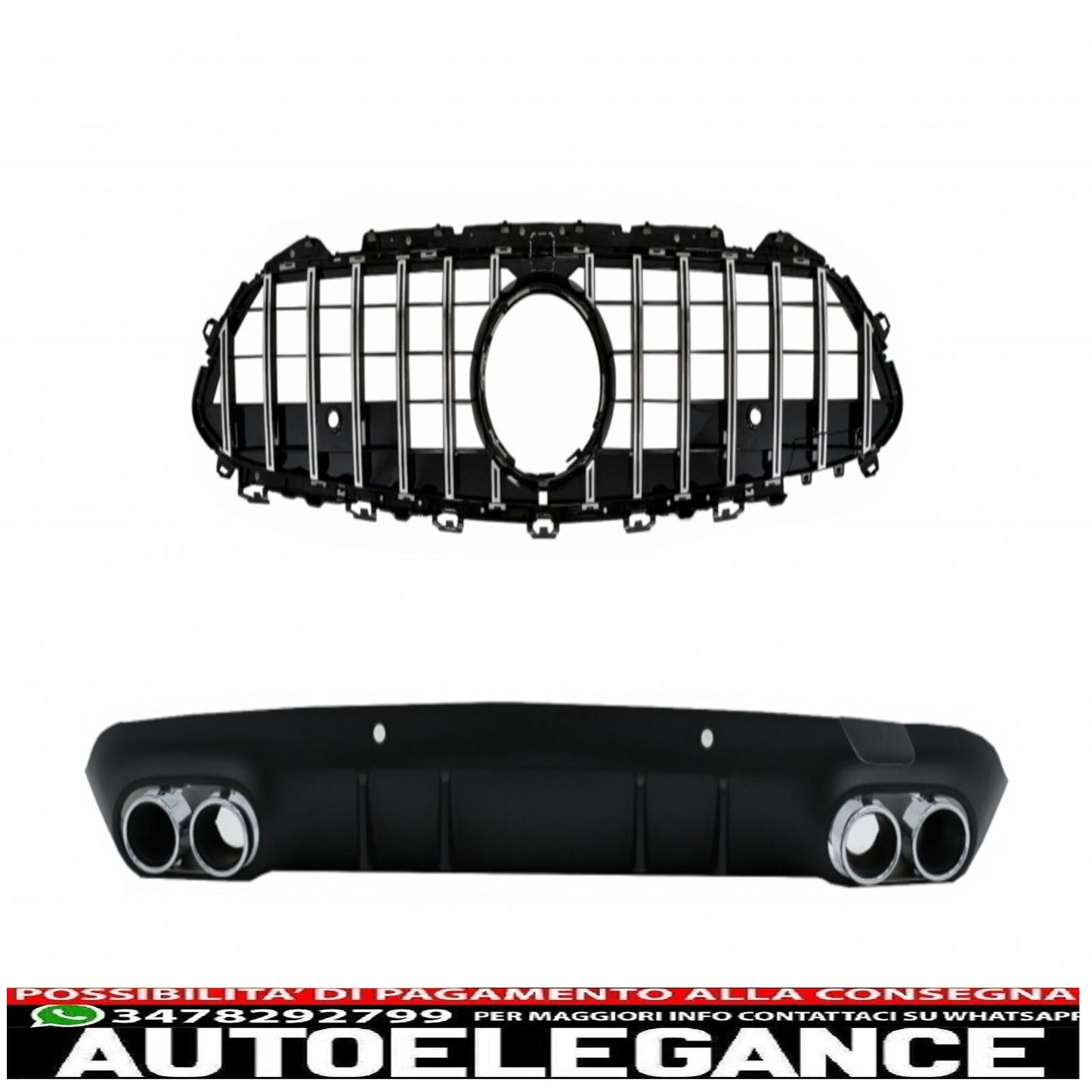 central grille with diffuser and exhaust tips suitable for mercedes cls class c257 (2018-up) gtr cls53 only design rear bumper amg line