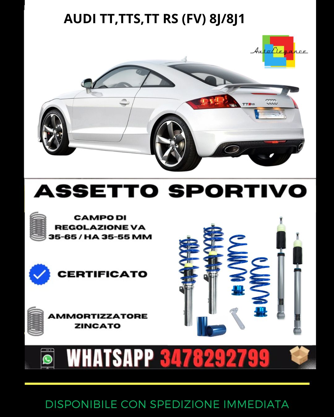 🔥Assetto sportivo ADATTO PER Audi TT, TTS, TT RS (FV) 8J/ 8J1🔥