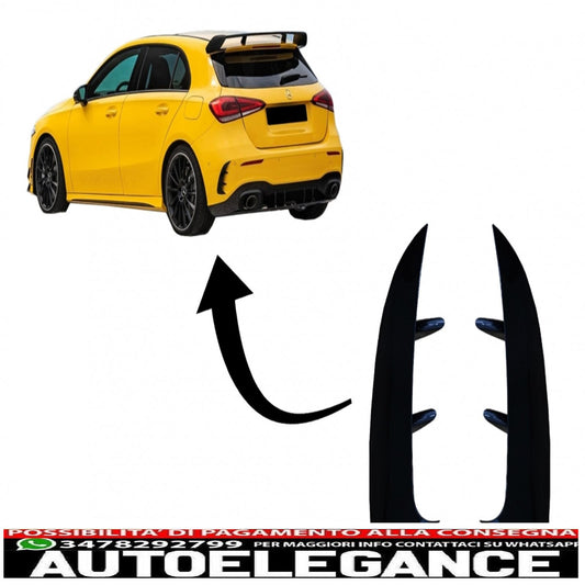 Alette paraurti posteriori flics alette laterali adatte per mercedes classe a w177 (04.2018-up) hatchback a35 design black edition AUTOELEGANCERICAMBI