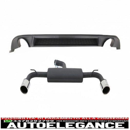 diffusore d'aria per paraurti posteriore adatto per vw golf 7.5 vii (2017-up) con sistema di scarico completo gti design