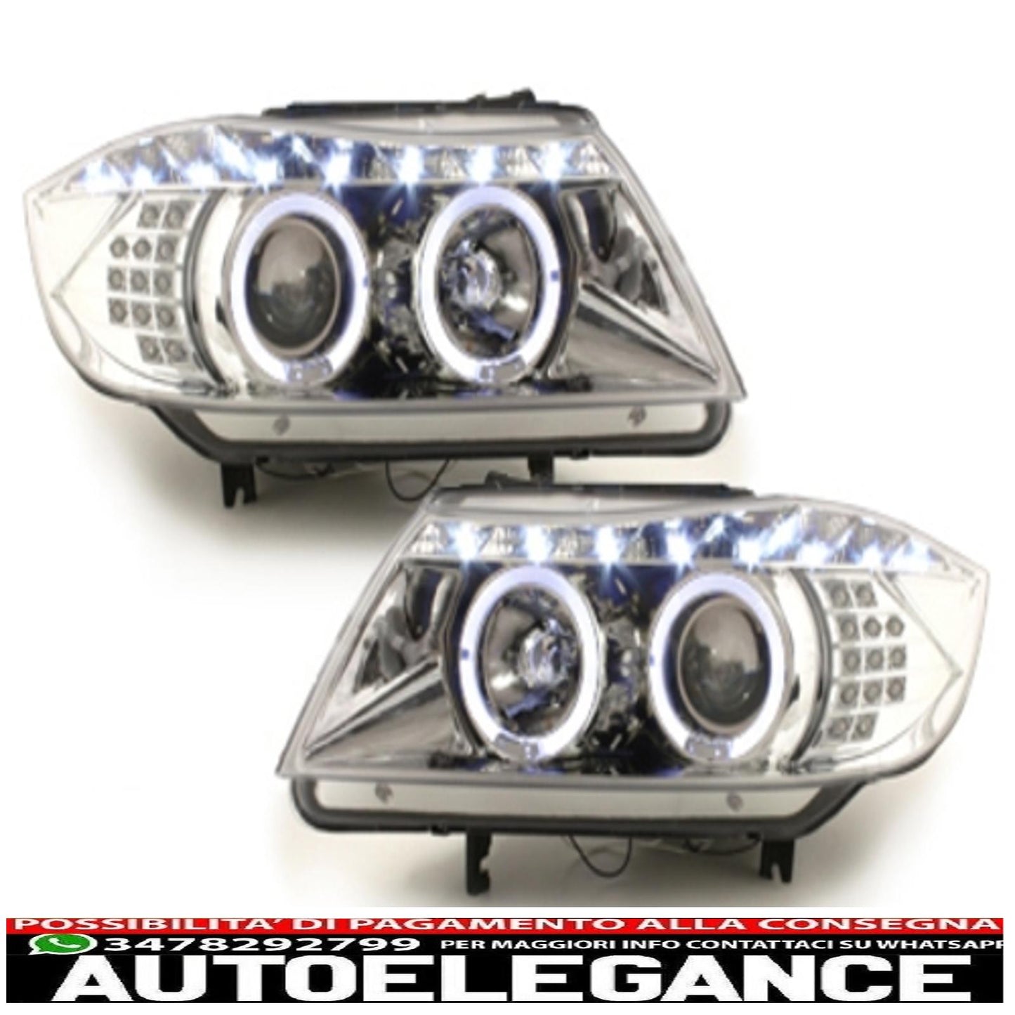 dayline headlights suitable for bmw e90 05+_2 halo rims_drl led_optics_chr