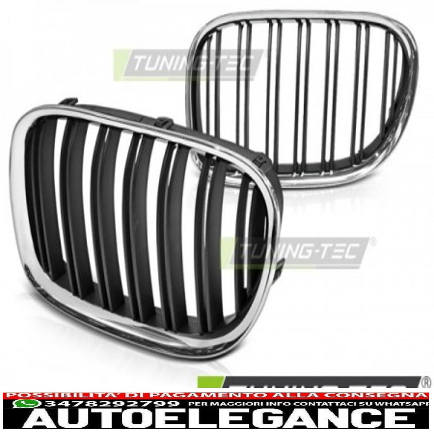 griglia cromata nera doppia barra per BMW F01 09-15