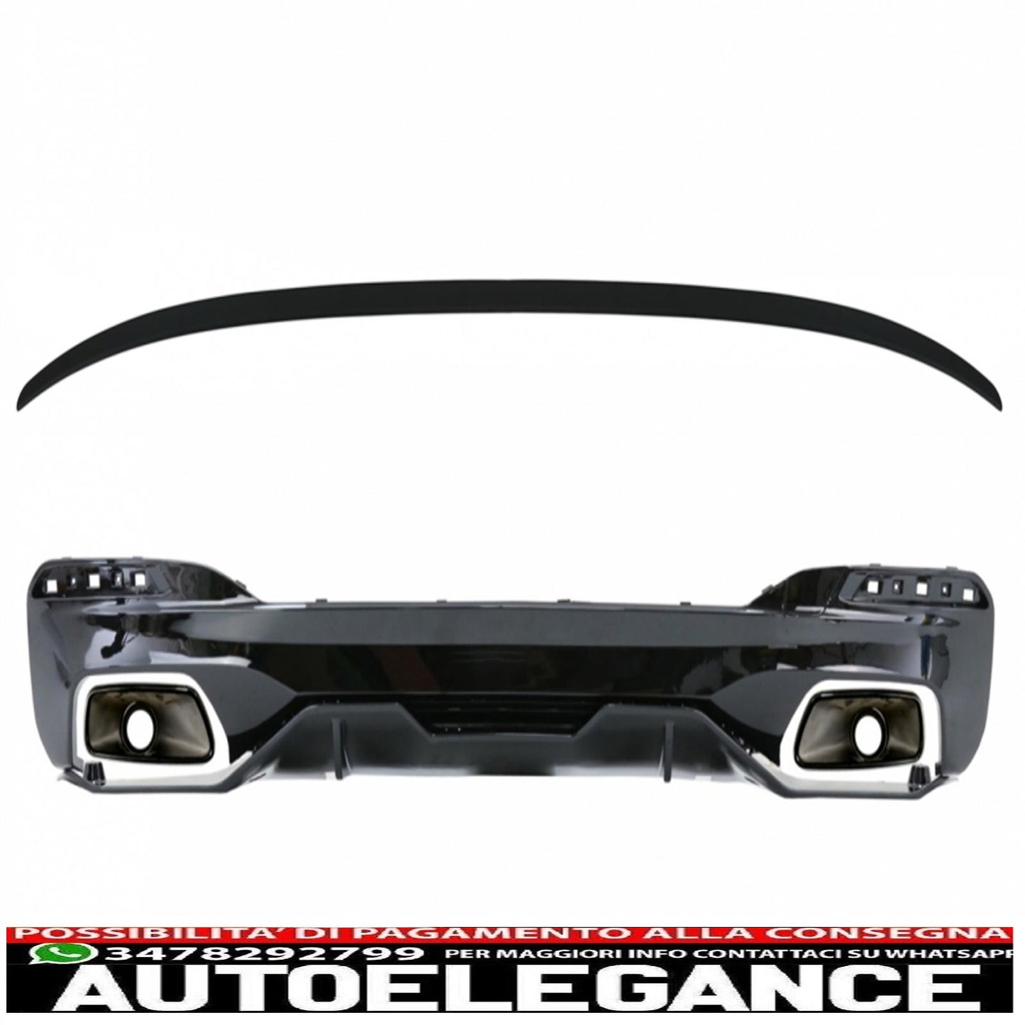 diffusore con terminali di scarico e spoiler per bagagliaio adatto per BMW Serie 5 G30 Limousine (2017-up) 540 m Performance Look nero