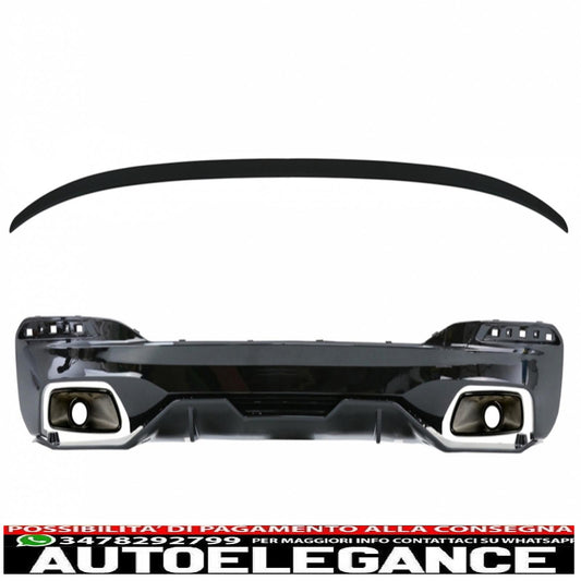 diffusore con terminali di scarico e spoiler per bagagliaio adatto per BMW Serie 5 G30 Limousine (2017-up) 540 m Performance Look nero