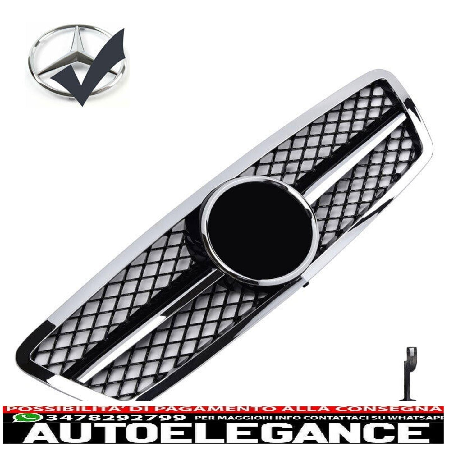 sport grill radiator grill suitable for mercedes w203 s203 c-class black + chrome - show original titleoriginal textgrill sport kühlergrill passt für mercedes w203 s203 c-klasse schwarz + chrom