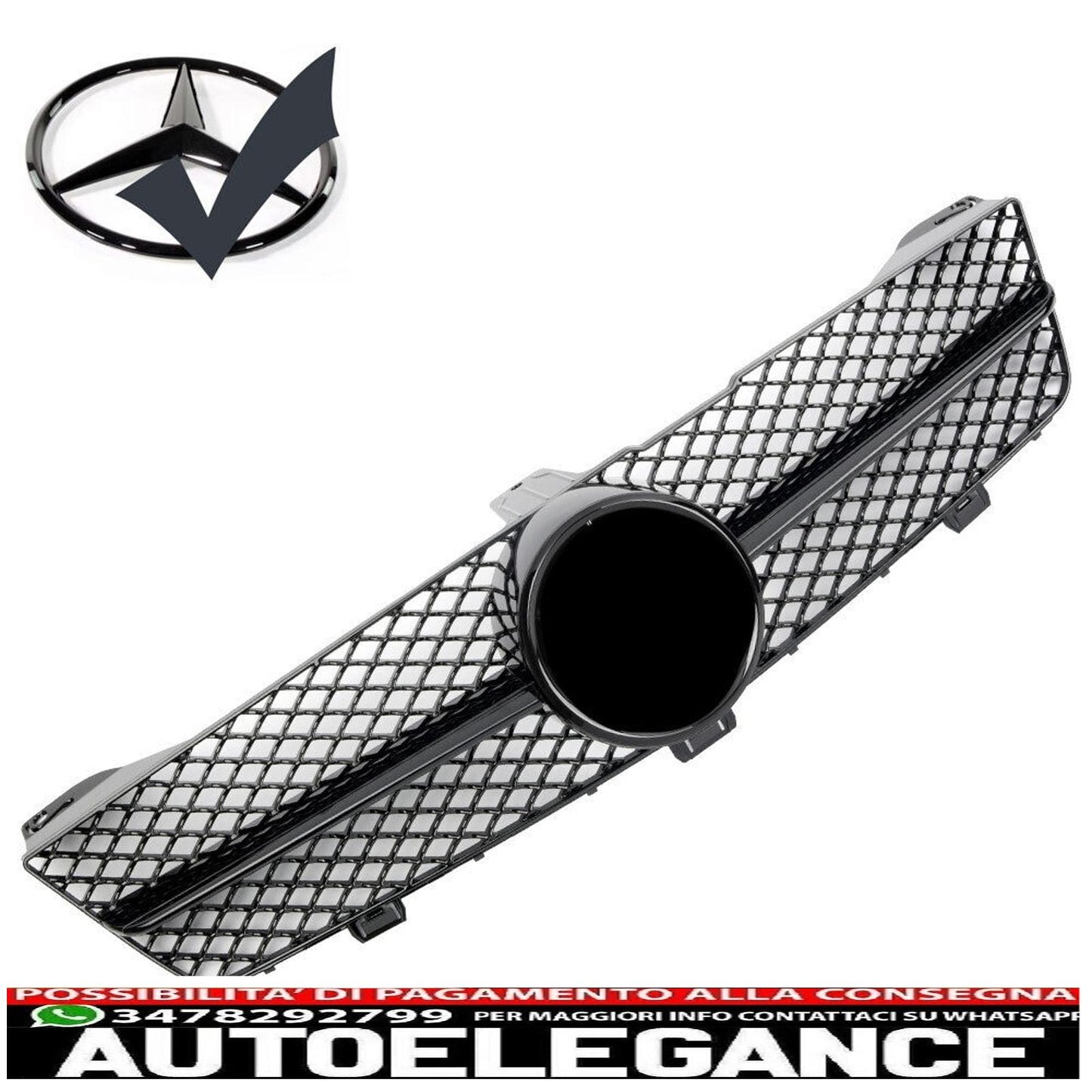 sports grill radiator grill suitable for mercedes w219 cls 2008-2010 glossy black - shows original titleoriginal textgrill sport kühlergrill passt für mercedes w219 cls 2008-2010 glanz schwarz