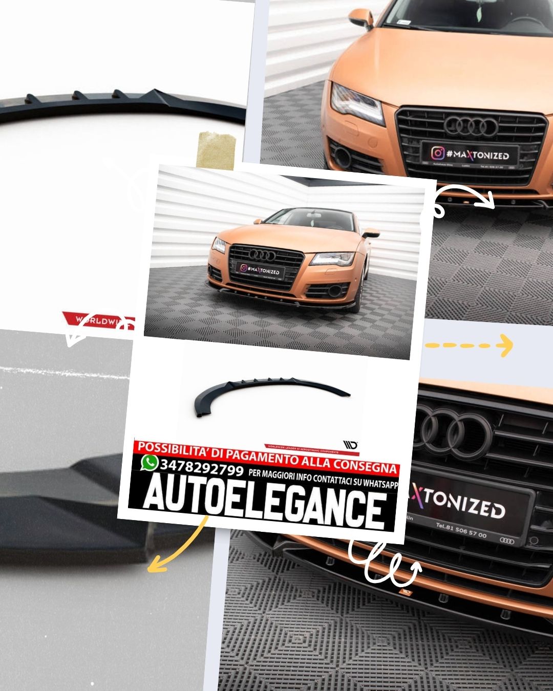 SPLITTER ANTERIORE ADATTO COMPATIBILE PER  V.2 AUDI A7 C7 (2010 - 2014)