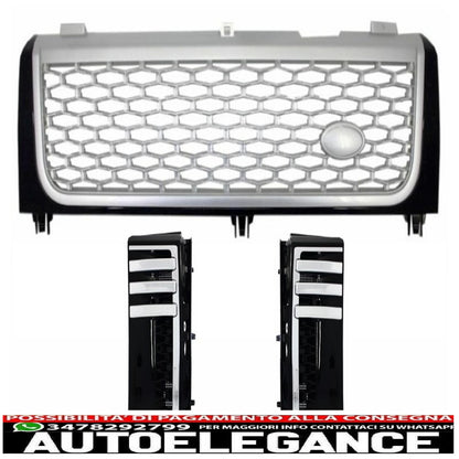griglia centrale nero-argento prese d'aria laterali nere adatta per land rover vogue iii l322 (2002-2005) autobiografia edizione sovralimentata
