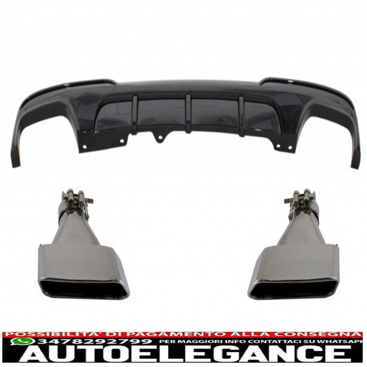 diffusore d'aria a doppia uscita adatto per bmw serie 5 f10 f11 (2011-2017) con terminali di scarico m-performance design nero pianoforte