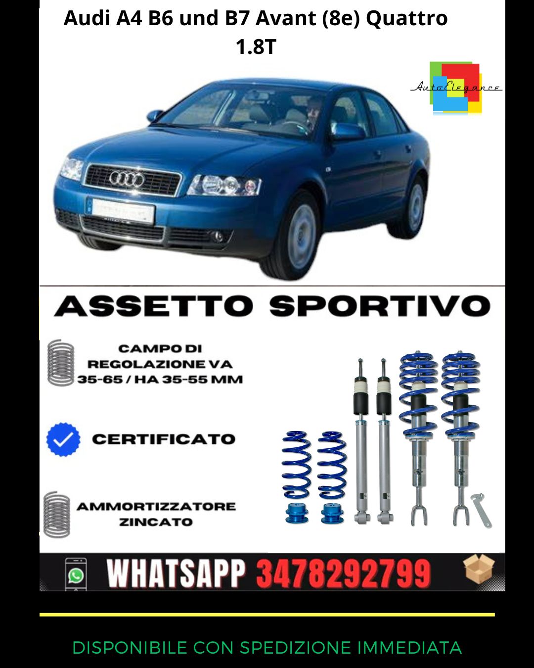🔥Sport suspension for Audi A4 B6 and B7 Avant (8e) Quattro 1.8T🔥