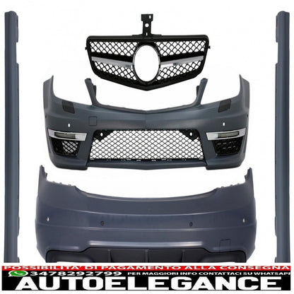 Body kit with black sport front grille suitable for mercedes c-class w204 (2007-2014) restyling c63 design