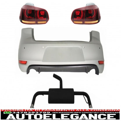 rear bumper suitable for vw golf 6 vi (2008-2012) with full exhaust system and full led rear lights dynamic sequential cornering lights gti design