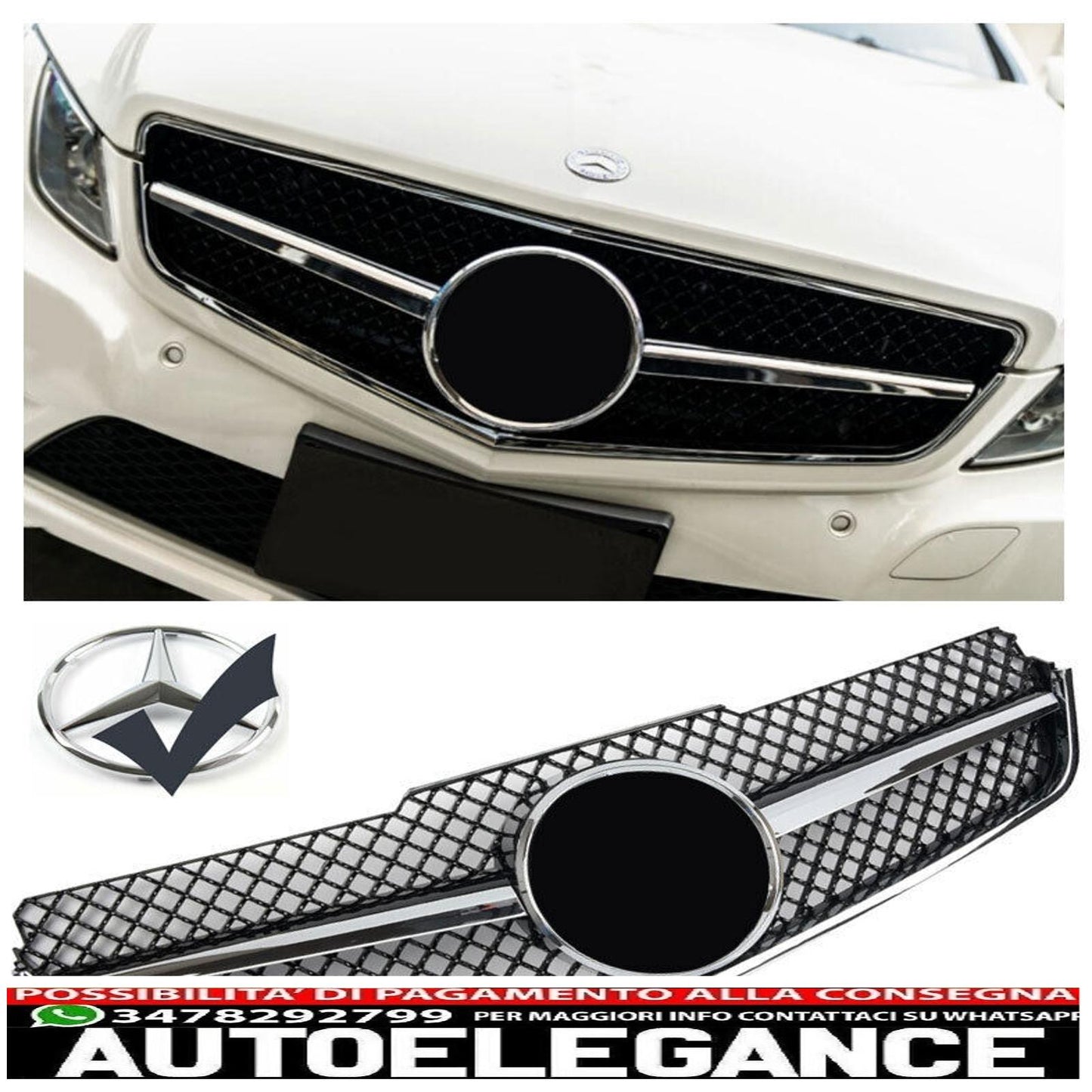 Griglia del radiatore sportiva per Mercedes W207 coupé nera + cromata