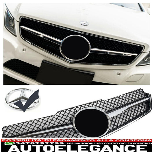 Sports radiator grille for Mercedes W207 coupe black + chrome