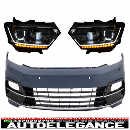 paraurti anteriore adatto per vw passat b8 3g (2015-2018) r-line con fari led Matrix con indicatori di direzione dinamici sequenziali