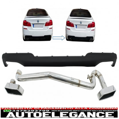 diffusore d'aria a doppia uscita per bmw serie 5 f10 (2011-2017) con sistema di scarico m-technik 550i design