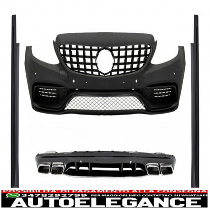 Paraurti anteriore completo con diffusore e minigonne laterali adatto a mercedes classe c w205 s205 (2014-2020) solo spot line amg