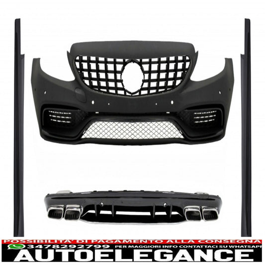 Paraurti anteriore completo con diffusore e minigonne laterali adatto a mercedes classe c w205 s205 (2014-2020) solo spot line amg