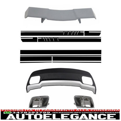air diffuser with tailpipes spoiler and black stickers for mercedes a class w176 (2012-2018) sport pack