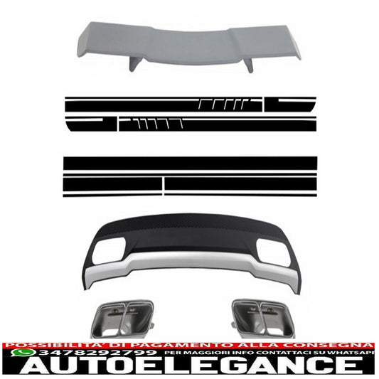 air diffuser with tailpipes spoiler and black stickers for mercedes a class w176 (2012-2018) sport pack