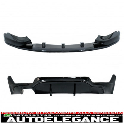 Labbro spoiler paraurti anteriore adatto per BMW serie 4 F32 Coupé F33 Cabrio F36 Grand Coupé (2013-03.2019) con diffusore paraurti posteriore