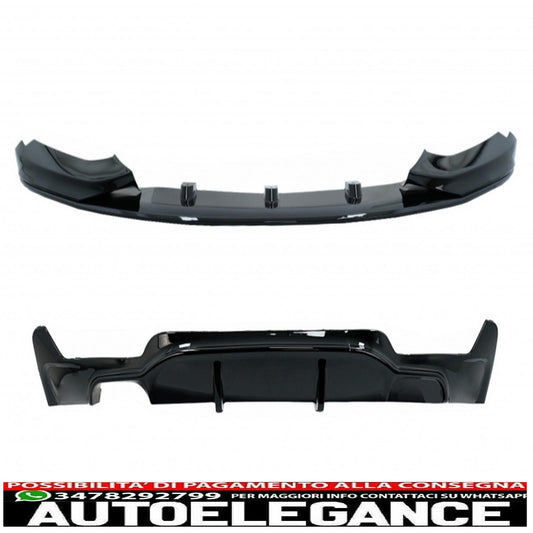 Labbro spoiler paraurti anteriore adatto per BMW serie 4 F32 Coupé F33 Cabrio F36 Grand Coupé (2013-03.2019) con diffusore paraurti posteriore