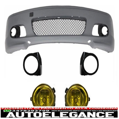 front bumper suitable for bmw 3 series e46 coupe cabrio (1999-2007) m-tech m-technik m-sport ii design with yellow fog lights