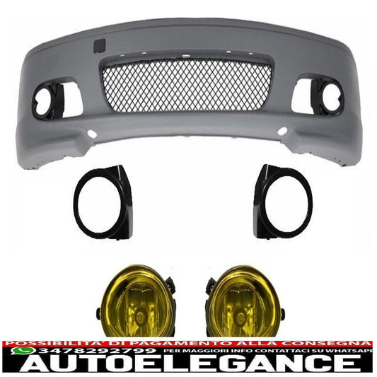 paraurti anteriore adatto per bmw serie 3 e46 coupe cabrio (1999-2007) m-tech m-technik m-sport ii design con fendinebbia gialli