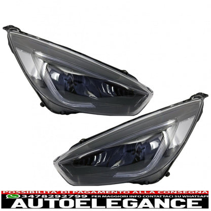 led drl headlights suitable for ford focus iii mk3 (2015-2017) bi-xenon design dynamic and fluid direction indicators demon look