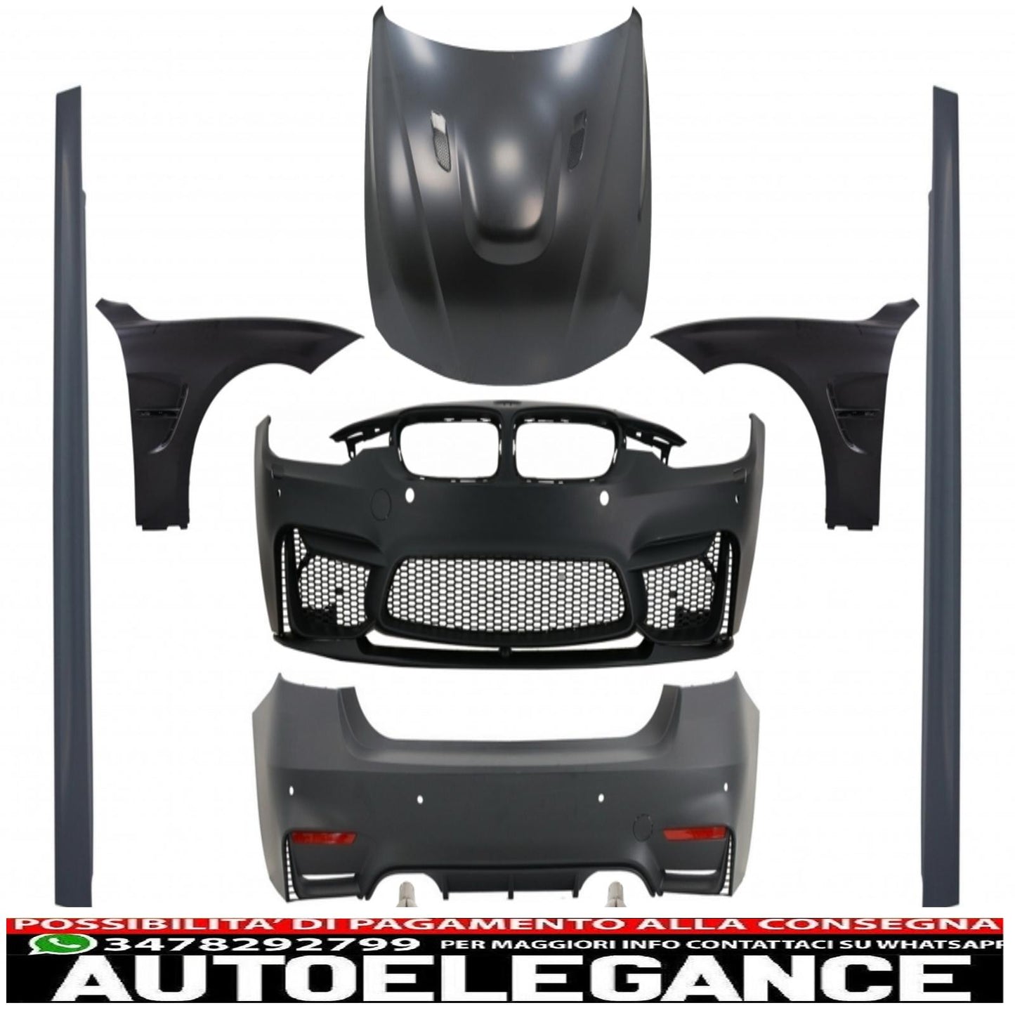complete body kit suitable for bmw f30 (2011-2019) evo ii m3 cs style without fog lights with front fenders and bonnet