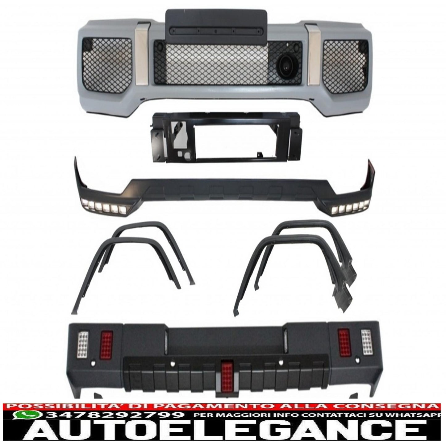 body kit suitable for mercedes g-class w463 (1989-2017) g63 g65 design with fenders wheel arches and spoiler led drl