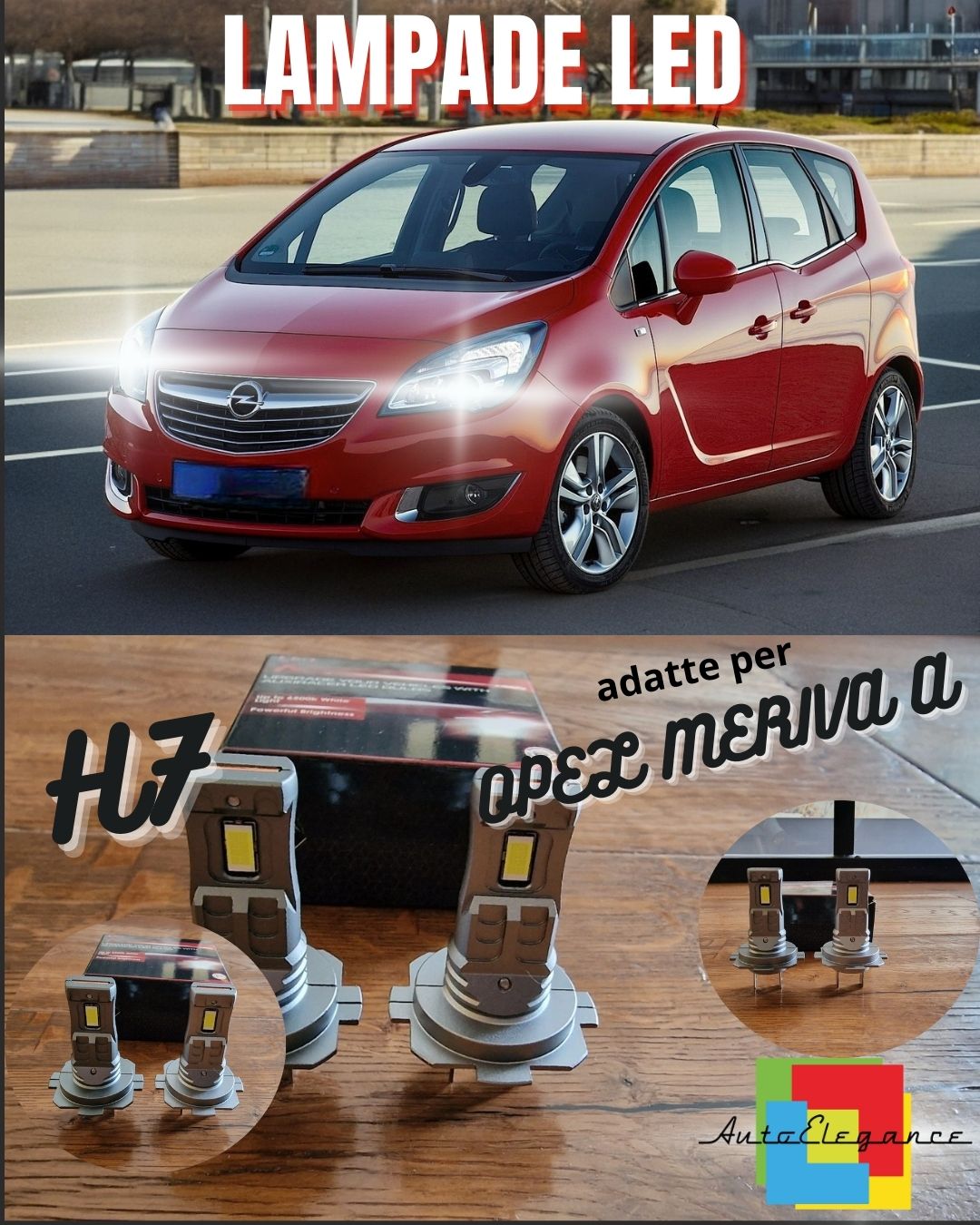 OPEL MERIVA H7 LED KIT 6000K WHITE 6000 LUMEN CANBUS LOW BEAM 