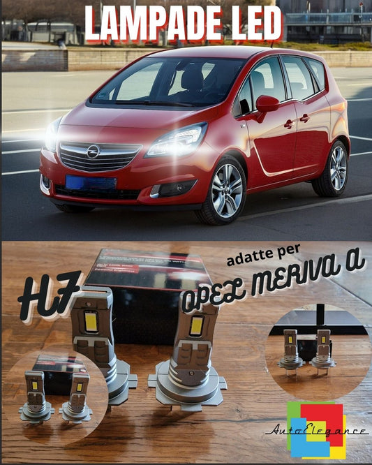 KIT LED H7 OPEL MERIVA A 6000K BIANCO 6000 LUMEN CANBUS ANABBAGLIANTI