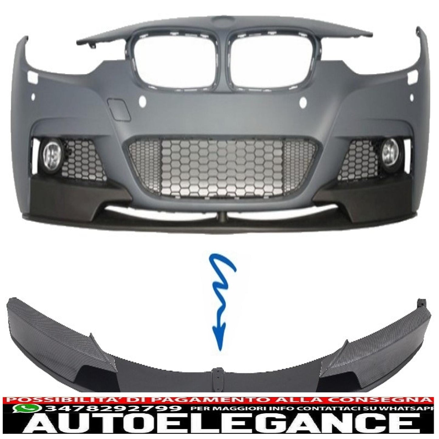 Front Bumper Spoiler Splitter Suitable for BMW 3 Series F30 F31 (2011-up) m-performance Carbon Film Covering 