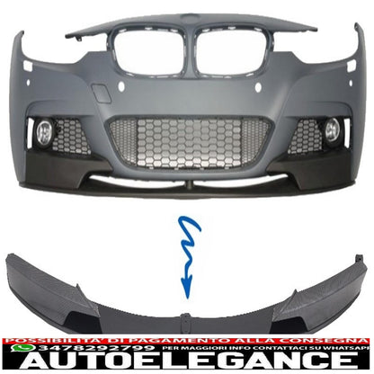 Front Bumper Spoiler Splitter Suitable for BMW 3 Series F30 F31 (2011-up) m-performance Carbon Film Covering 