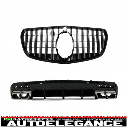 diffusore d'aria per paraurti posteriore con terminali di scarico cromati e griglia centrale adatto per mercedes classe s c217 coupé (2018-2020) s63 gt-r design