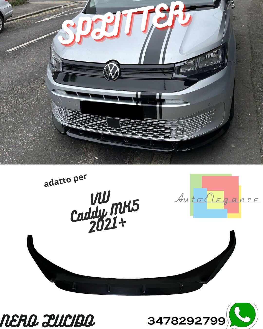 Front Splitter VOLKSWAGEN Caddy MK5 2021+ With TÜV ABE 