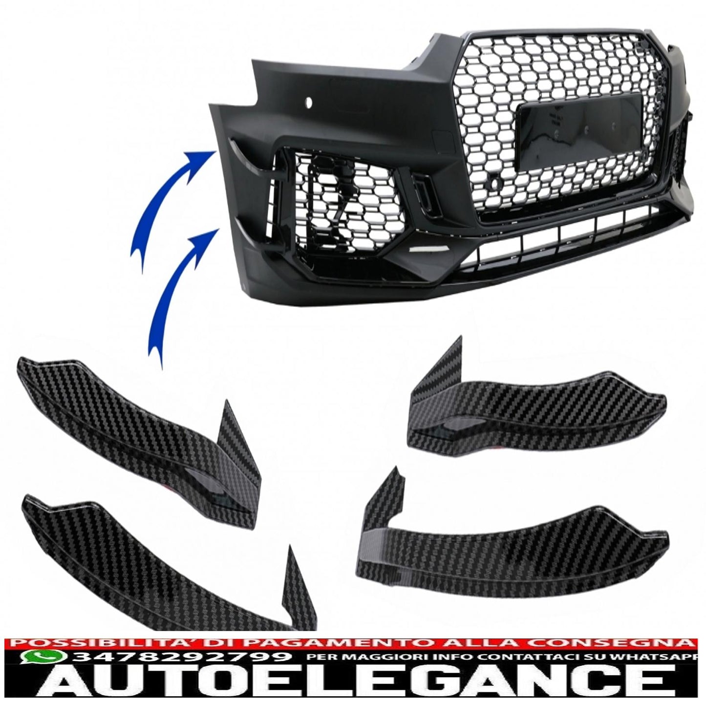 Alette paraurti anteriori adatte per audi a5 f5 (2017-2019) per quattro rs5 design rivestite in carbonio AUTOELEGANCERICAMBI