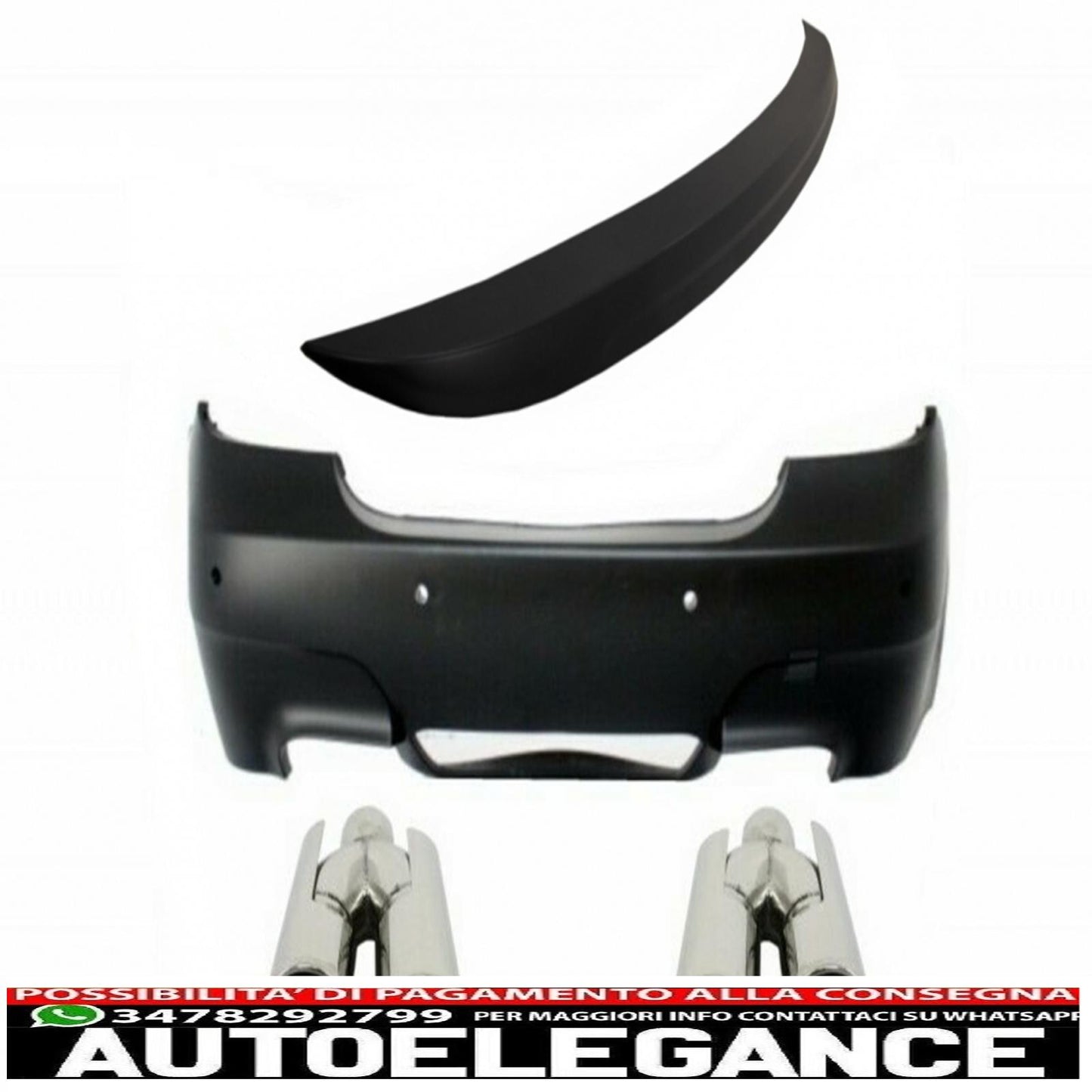Rear bumper suitable for bmw 5 series e60 (2003-2007) m5 design with exhaust tips and trunk spoiler