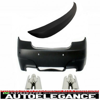 Rear bumper suitable for bmw 5 series e60 (2003-2007) m5 design with exhaust tips and trunk spoiler