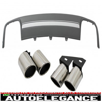 Diffusore d'aria con mantovana per paraurti posteriore adatto per audi a4 b8 restyling (2012-2015) con terminali di scarico e terminali di scarico limousine avant s4 design